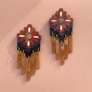 BOHEME TASSEL STUD ACRYLIC EARRINGS