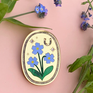 FORGET ME NOT OVAL ACRYLIC BROOCH