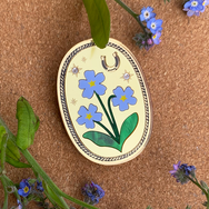 FORGET ME NOT OVAL ACRYLIC BROOCH