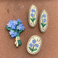 FORGET ME NOT OVAL ACRYLIC EARRINGS