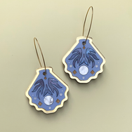 SEA SHELLY SIREN BLUE ACRYLIC HOOP EARRINGS