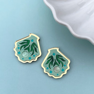 SEA SHELLY SIREN GREEN ACRYLIC EARRINGS
