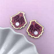 SEA SHELLY SIREN DUSTY ROSE ACRYLIC EARRINGS