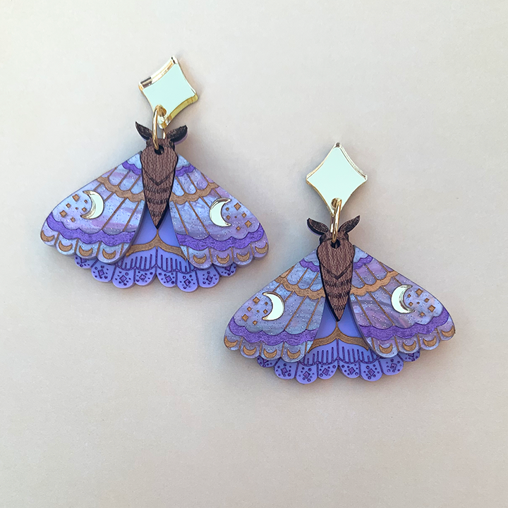 AIR WITCH MOTH ACRYLIC EARRINGS