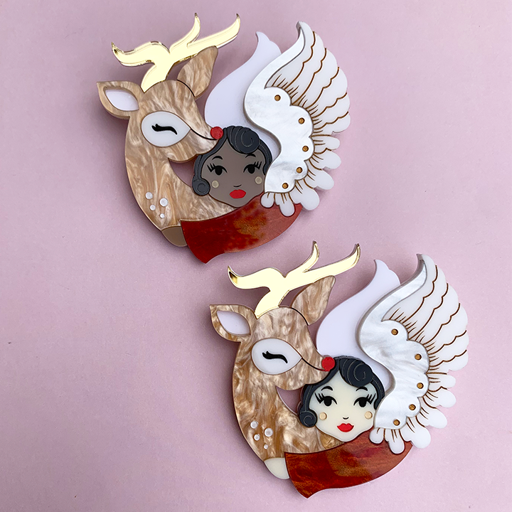 MY DEER ANGEL COFFEE ACRYLIC BROOCH