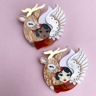 MY DEER ANGEL COFFEE ACRYLIC BROOCH