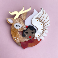 MY DEER ANGEL COFFEE ACRYLIC BROOCH