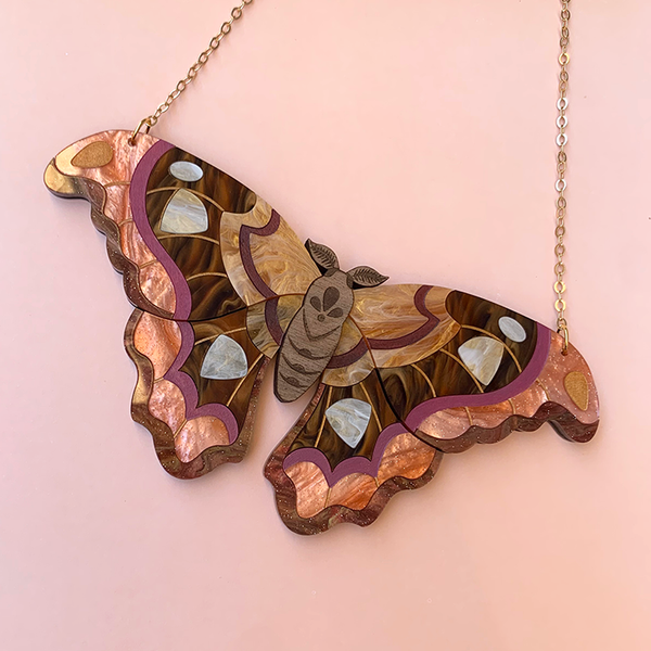 ARTHUR ATLAS MOTH ACRYLIC NECKLACE