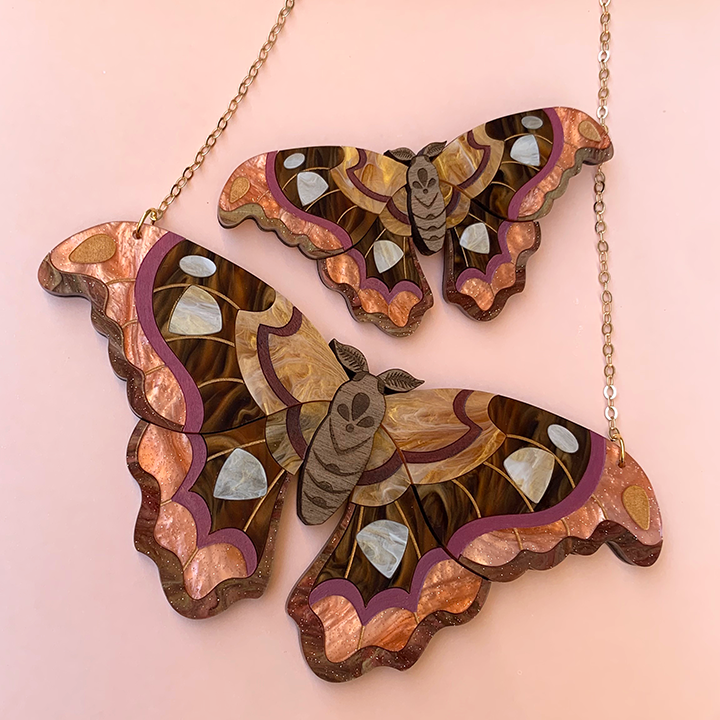 ARTHUR ATLAS MOTH ACRYLIC BROOCH