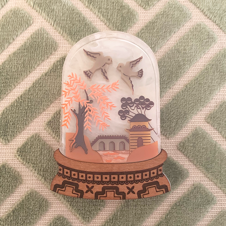 PRE ORDER AUTUMN WILLOW DIORAMA ACRYLIC BROOCH