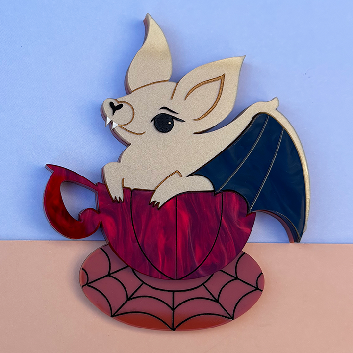 FANG THE TEACUP BAT ACRYLIC BROOCH