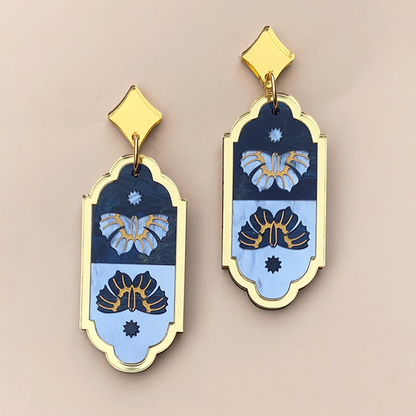 REFLECTION AND TRANSFORMATION BUTTERFLIES ACRYLIC EARRINGS