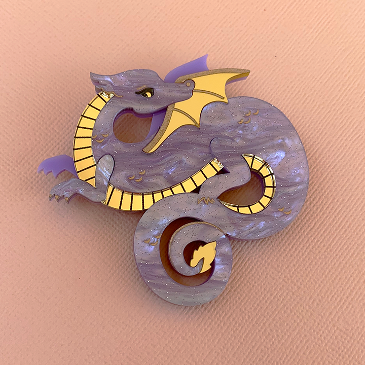 YEAR OF THE DRAGON 2024 LILAC ACRYLIC BROOCH