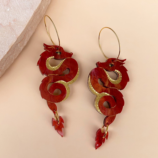 **PRE ORDER** YEAR OF THE DRAGON 2024 RED ACRYLIC EARRINGS