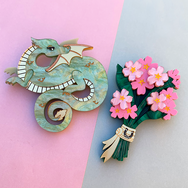 FORGET ME NOT BOUQUET PINK ACRYLIC BROOCH