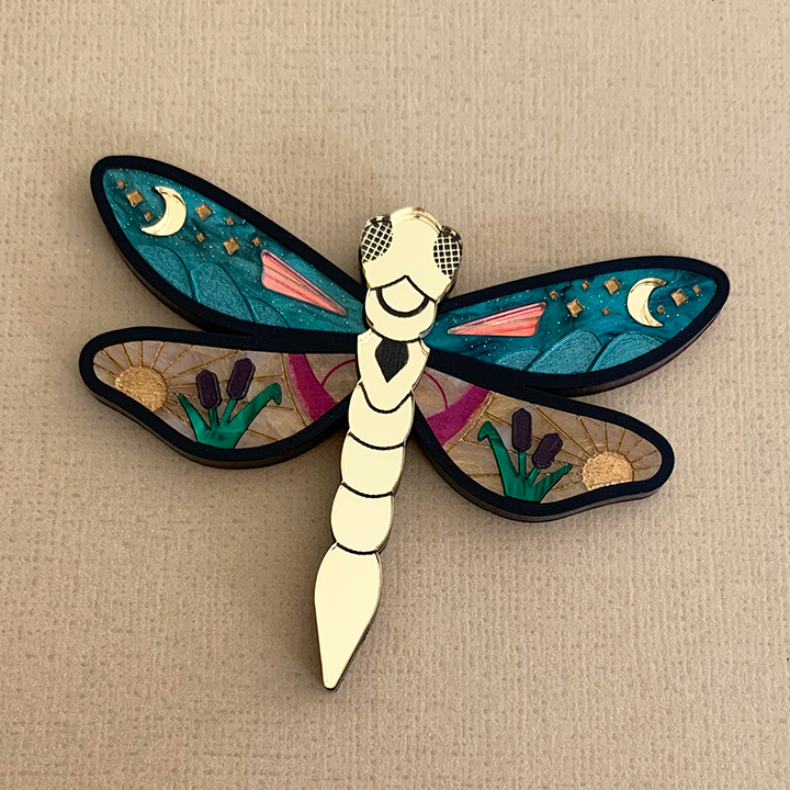 DELILAH DRAGONFLY ACRYLIC BROOCH