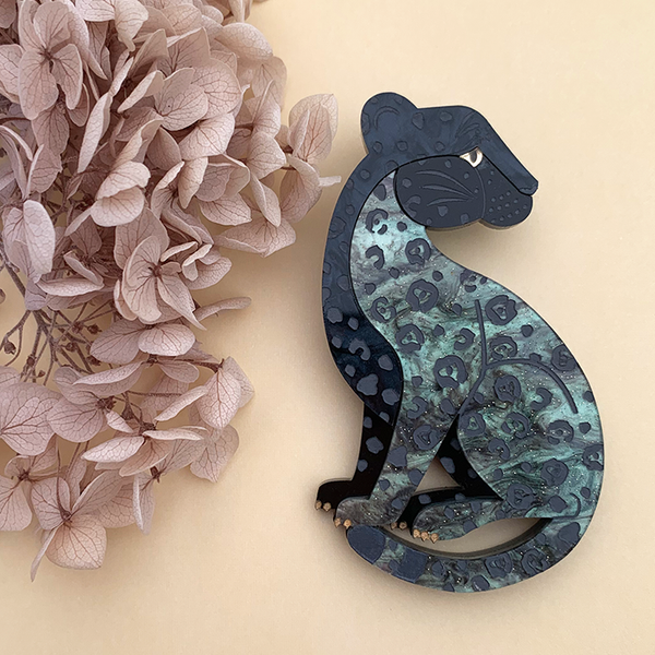 EVIE IRIDESCENT PANTHER ACRYLIC BROOCH