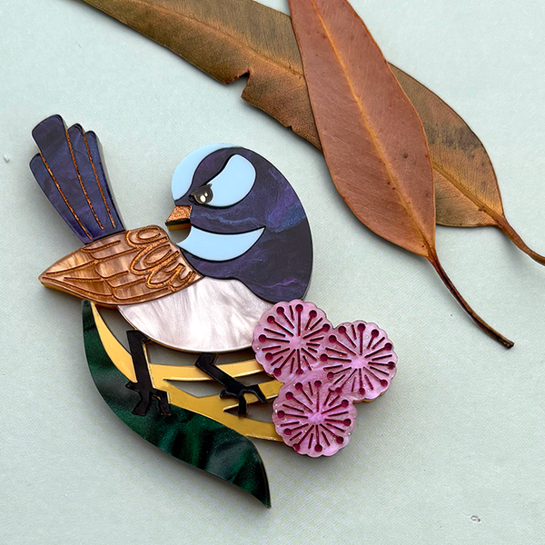 **PRE ORDER** SUPURBLY FANCY FAIRY WREN ACRYLIC BROOCH