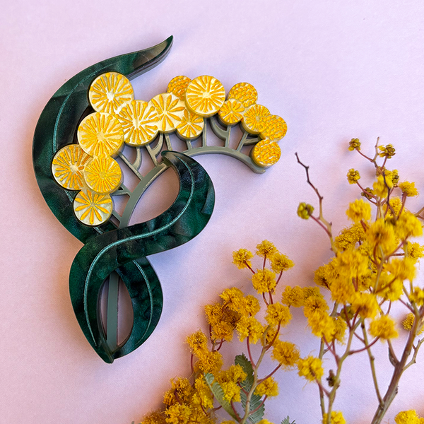 **PRE ORDER** GOLDEN HOUR WATTLE ACRYLIC BROOCH