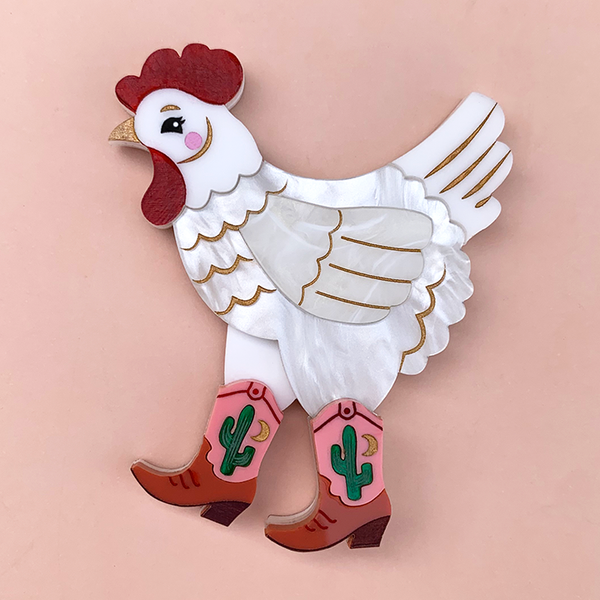 **PRE ORDER** HETTY THE HONKY TONK HEN ACRYLIC BROOCH