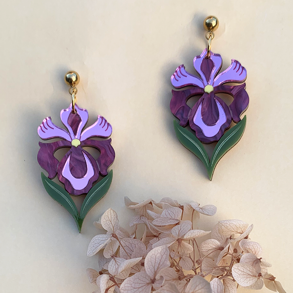 EVENING IRIS ACRYLIC EARRINGS