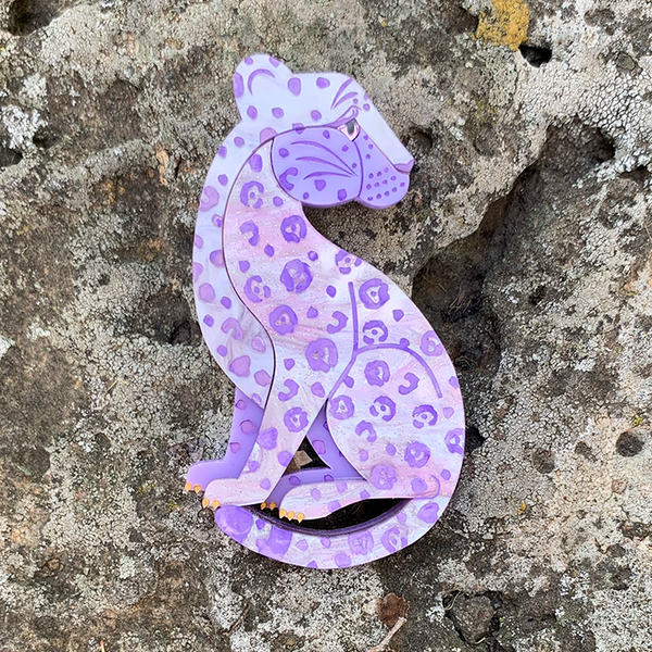 **PRE ORDER** JEANIE JAGUAR MISTY LILAC ACRYLIC BROOCH