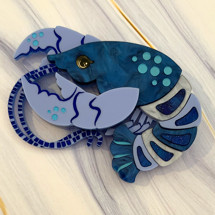 LOBSTER THEODORE BLUE ACRYLIC BROOCH