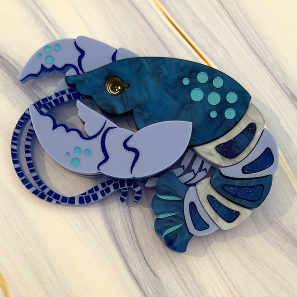 LOBSTER THEODORE BLUE ACRYLIC BROOCH