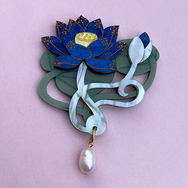 LOTUS LOVE STORY BLUE ACRYLIC BROOCH