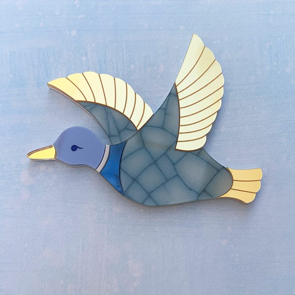 **SECONDS** LENNY LUCKY DUCK BLUE ACRYLIC BROOCH