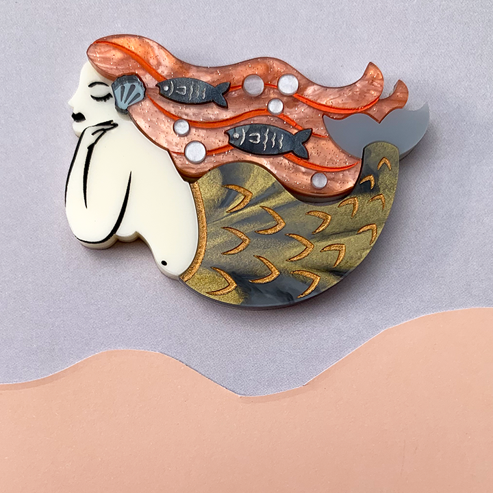MERMAID ORANGE DREAM HALLOWEEN ACRYLIC BROOCH