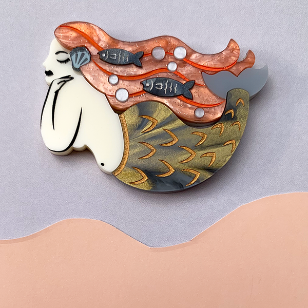 MERMAID ORANGE DREAM HALLOWEEN ACRYLIC BROOCH