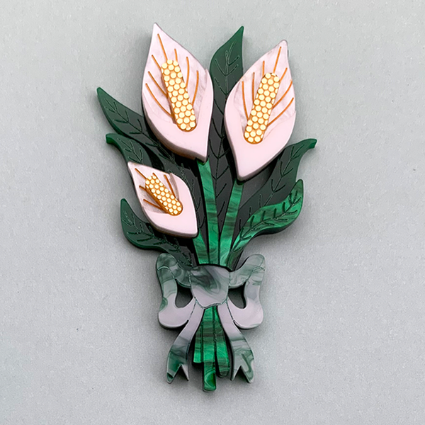 PEACE LILY BOUQUET ACRYLIC BROOCH