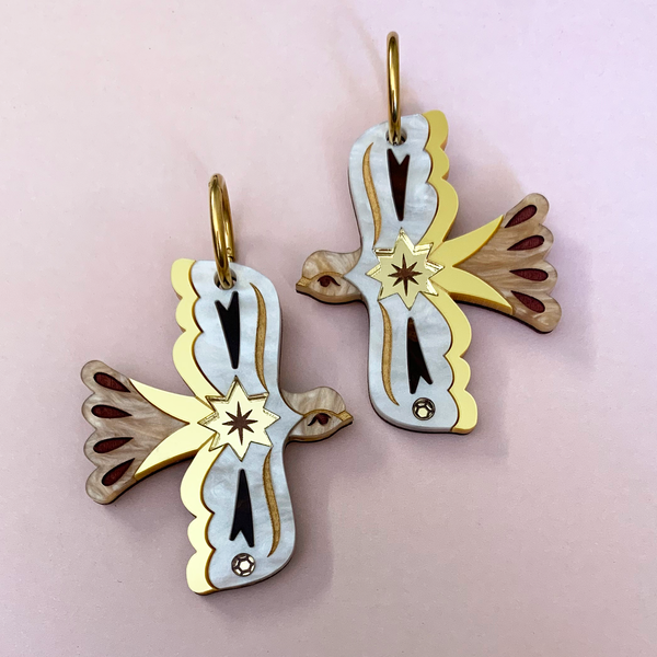 MAJESTIC PEACE DOVE ACRYLIC EARRINGS