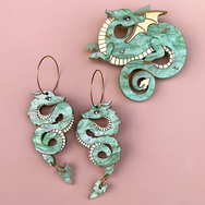 YEAR OF THE DRAGON PISTACHIO ACRYLIC EARRINGS