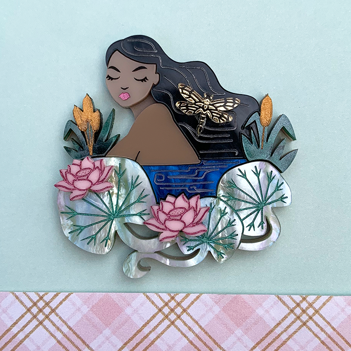 LADY OF THE POND DEEP ACRYLIC BROOCH