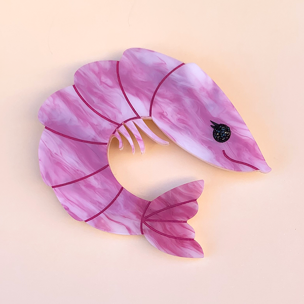 PERKY PRAWN PAM ACRYLIC BROOCH