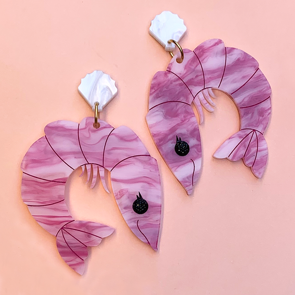 PERKY PRAWN PAM ACRYLIC EARRINGS