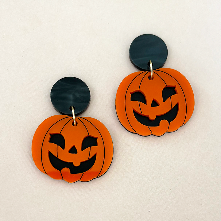 MISS PUMPKIN ORANGE ACRYLIC EARRINGS