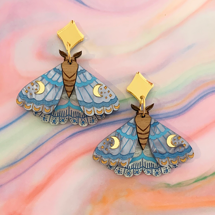 SKY WITCH MOTH ACRYLIC EARRINGS