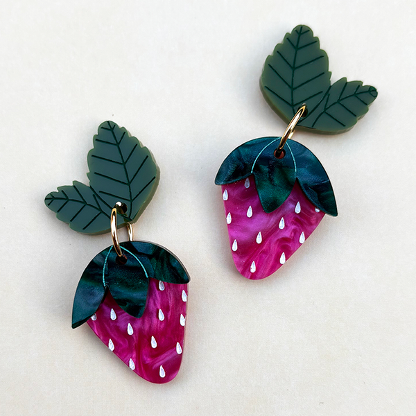 STRAWBERRY BLOSSOM PINK ACRYLIC EARRINGS