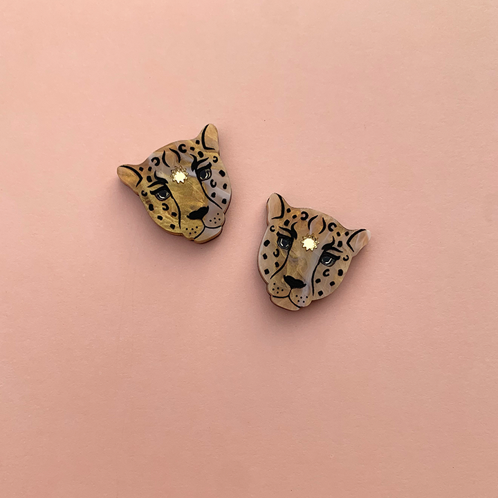 SUN LEOPARD STUD ACRYLIC EARRINGS