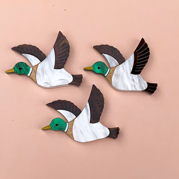 LUCKY DUCK TRIO ACRYLIC BROOCH SET