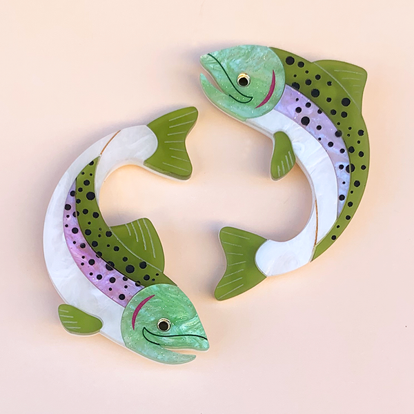 **PRE ORDER** RAINBOW TROUT POUT DUO ACRYLIC BROOCH SET