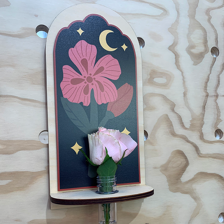 MIDNIGHT BLOSSOMS WOODEN VASE WALL ART