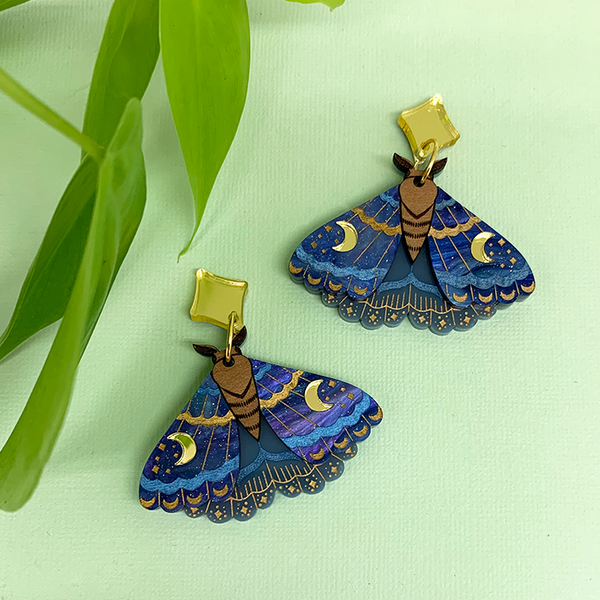 PRE ORDER WATER WITCH MOTH ACRYLIC EARRINGS
