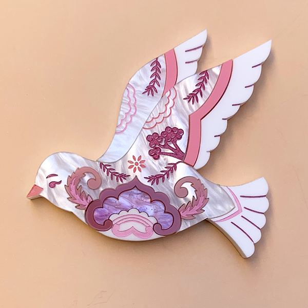 **PRE ORDER** PINK WILLOW TURTLE DOVE BROOCH