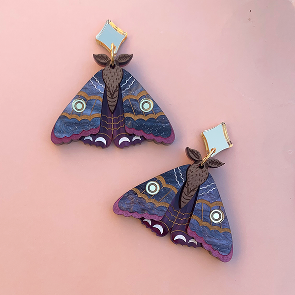 MIDNIGHT WITCH MOTH MAUDE ACRYLIC EARRINGS