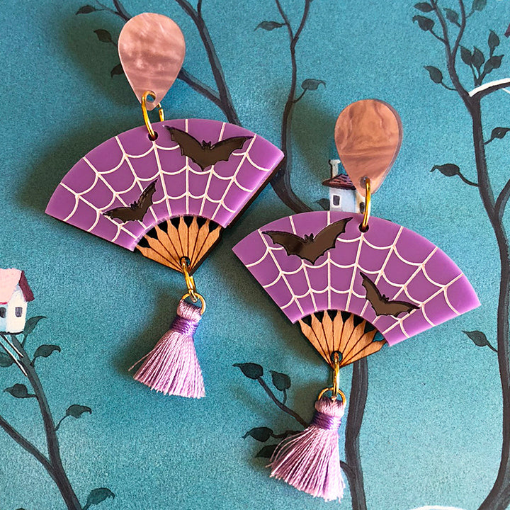 BATTY FRANCINE PURPLE ACRYLIC EARRINGS