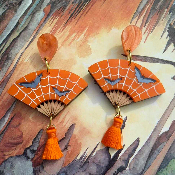 BATTY FRANCINE ORANGE ACRYLIC EARRINGS